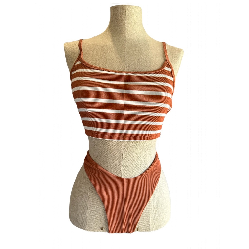 Aerie Striped Tan/White Bikini Set